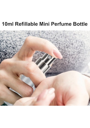 Mufunye 10 Ml Parfüm Şişesi, Parlak Eloksallı Alüminyum, 5 Adet Gümüş
