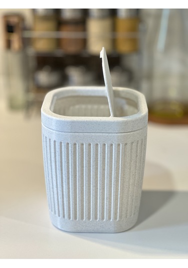 Marsel Dizayn Masaüstü Çöp Kutusu - 15cm - Açılır Kapanır - Mutfak-banyo-ofis İçin -mermer Beyaz Mermer