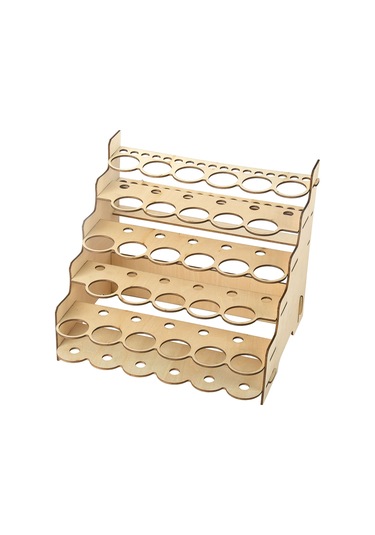 Padalink Ahşap Pigment Rafı - 28 Delikli 35mm Çap Boya Ve Fırça Organizasyonu - Kolay Montajlı Diğer