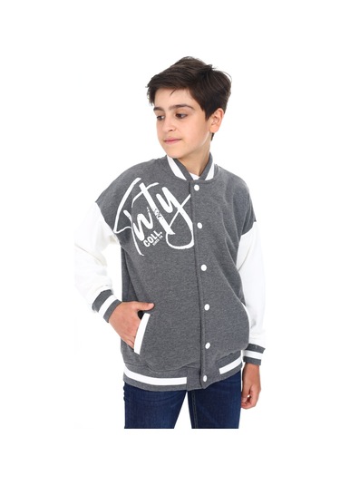 Toontoy Erkek Çocuk Baskılı Kolej Hırka Antrasit Melanj