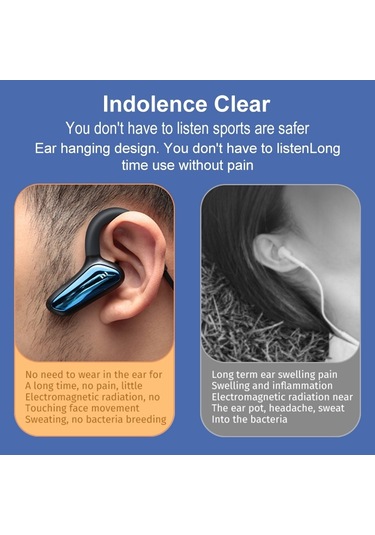 M-d8 Ipx5 Su Geçirmez Kemik Geçişi Bluetooth Asılı Kulak Kablosuz Kulaklık Mavi