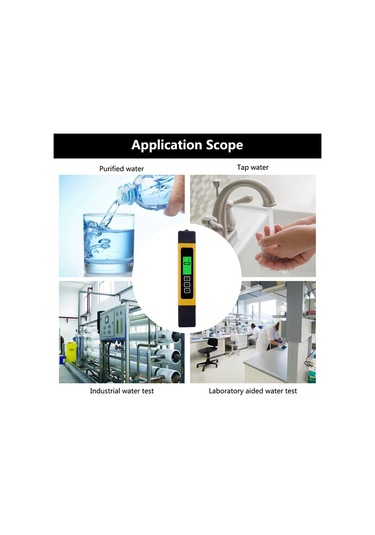 Kosona Dijital Su Kalitesi Test Cihazı - Tds, Ec, Sıcaklık Ve Sertlik Ölçer - Taşınabilir Abs Materyal Pil Dahil Değil Sarı