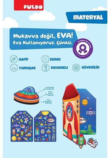 Puedo Manyetik Oyun Seti - Uzay 70 Parça