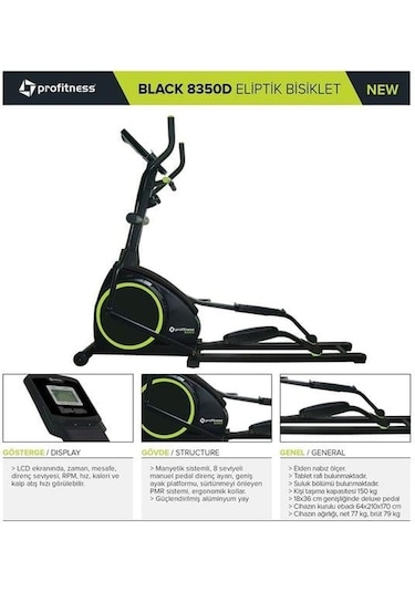 Profitness 8350d Black Eliptik Bisiklet Çok Renkli