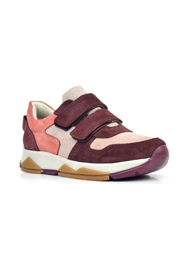 Rakerplus Hakiki Deri Pudra Bordo Çocuk Sneakers Spor Ayakkabı Bordo