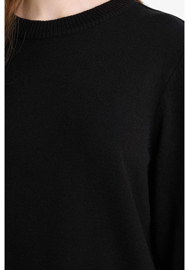 Defacto Regular Fit Bisiklet Yaka Yırtmaçlı Basic Düz Tunik H3431az25wnbk27 Siyah