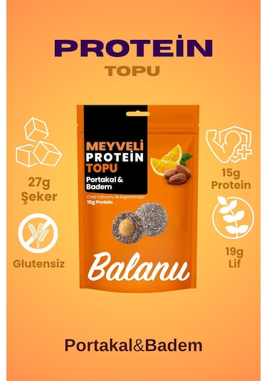 Meyveli Portakallı & Bademli Protein Topları 110gr X3 Adet