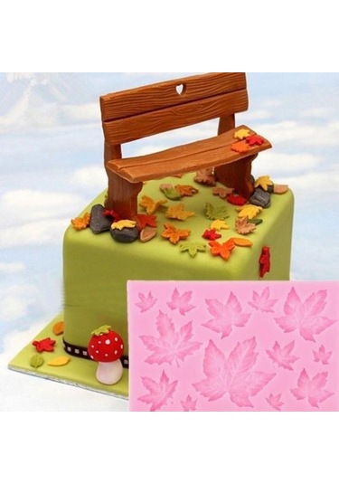 Gri Beyaz Mutfak Çikolata Sugarcraft Silikon Fondan Kalıp Kek Dekor Akçaağaç Yaprakları Kalıp