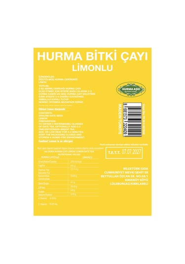 Hurma Aşkı Hurma Çayı Limonlu 3 x 200 G