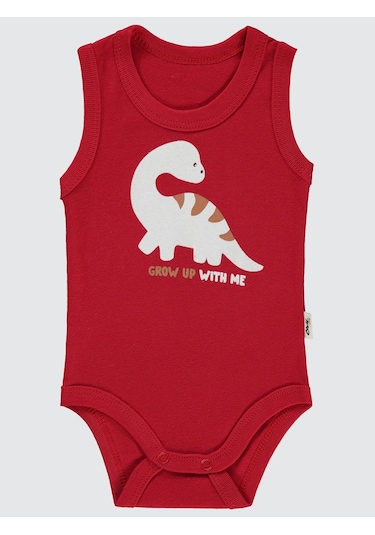 Civil Baby Erkek Bebek Çıtçıtlı Badi 1-36 Ay Kırmızı Kırmızı