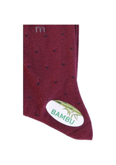 Morven Erkek Bordo Bambu Berk Noktalı Desenli Uzun Çorap Bordo