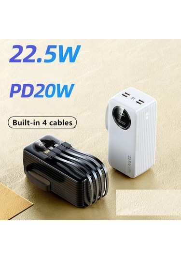 Polygold Pg-pw650 50000 Mah Power Bank 22.5w Süper Hızlı Şarj, 4 Dahili Kablolu Ve Dijital Led Ekran