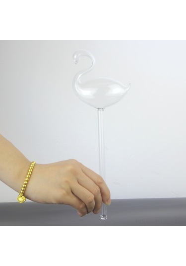 Padalink Ev Bitkileri İçin Otomatik Sulama Aleti - El Yapımı Şeffaf Cam Kuş Figürlü Vakıumlu Sulama Aparatı