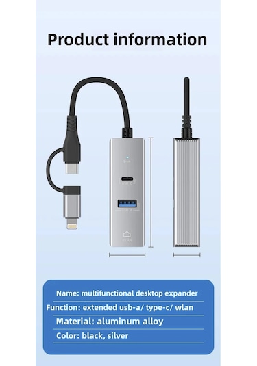 3 Portlu Ağ Ve Veri Adaptörü: Rj45 Lan + Usb 3.0 + Type-c Girişli Metal Kasa