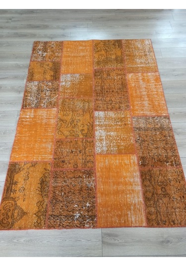 Çam Halı Pw725 Turuncu El Dokuma Patchwork Yün Halı - 160x230
