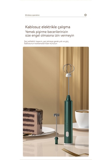 El Tipi Otomatik Elektrikli Yumurta Çırpıcı Karıştırıcı-yeşil 05 Koyu Yeşil