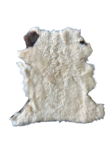 Gerçek Uzun Tüylü Koyun Postu Pudra 70x50 Cm