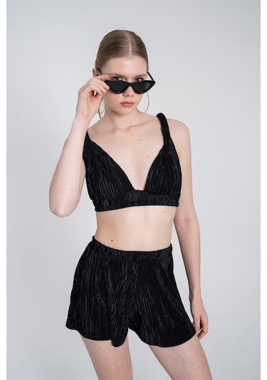 Holly Lolly Beli Lastikli Mini Comfy Şort Siyah