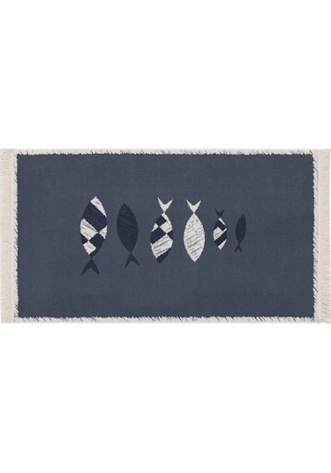 Mudo Home Larıssa Frame Fısh Kilim Lacivert Beyaz 80x150 Diğer