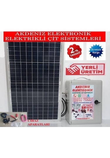 Elektrikli Çit Ayi Domuz Kovucu 50W Panel 24 Amper Akü