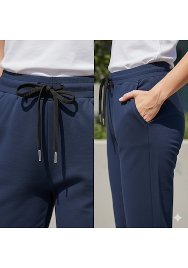 Jogger Eşofman Altı Üç İplik Lastik Paça Lacivert