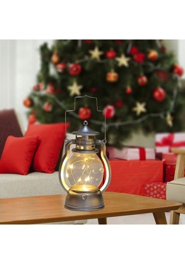 Suntek Dekoratif Yağ Lambası Noel Led Fener Lamba Ev Gümüş Diğer
