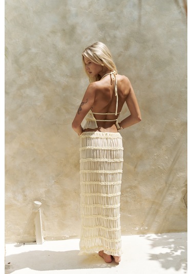 Sofi Transparan Sarı Crop Etek Takım Sarı