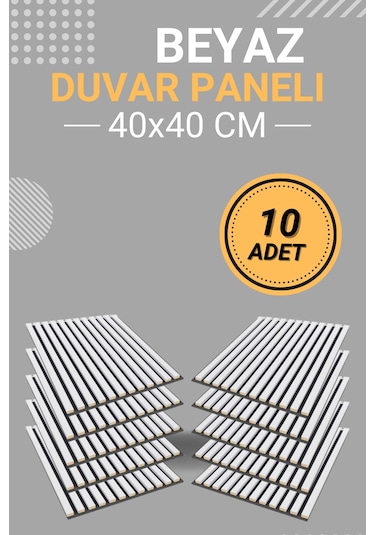 Beyaz 10 Adet 40x40cm Yeni Nesil Akustik Ahşap Duvar Paneli