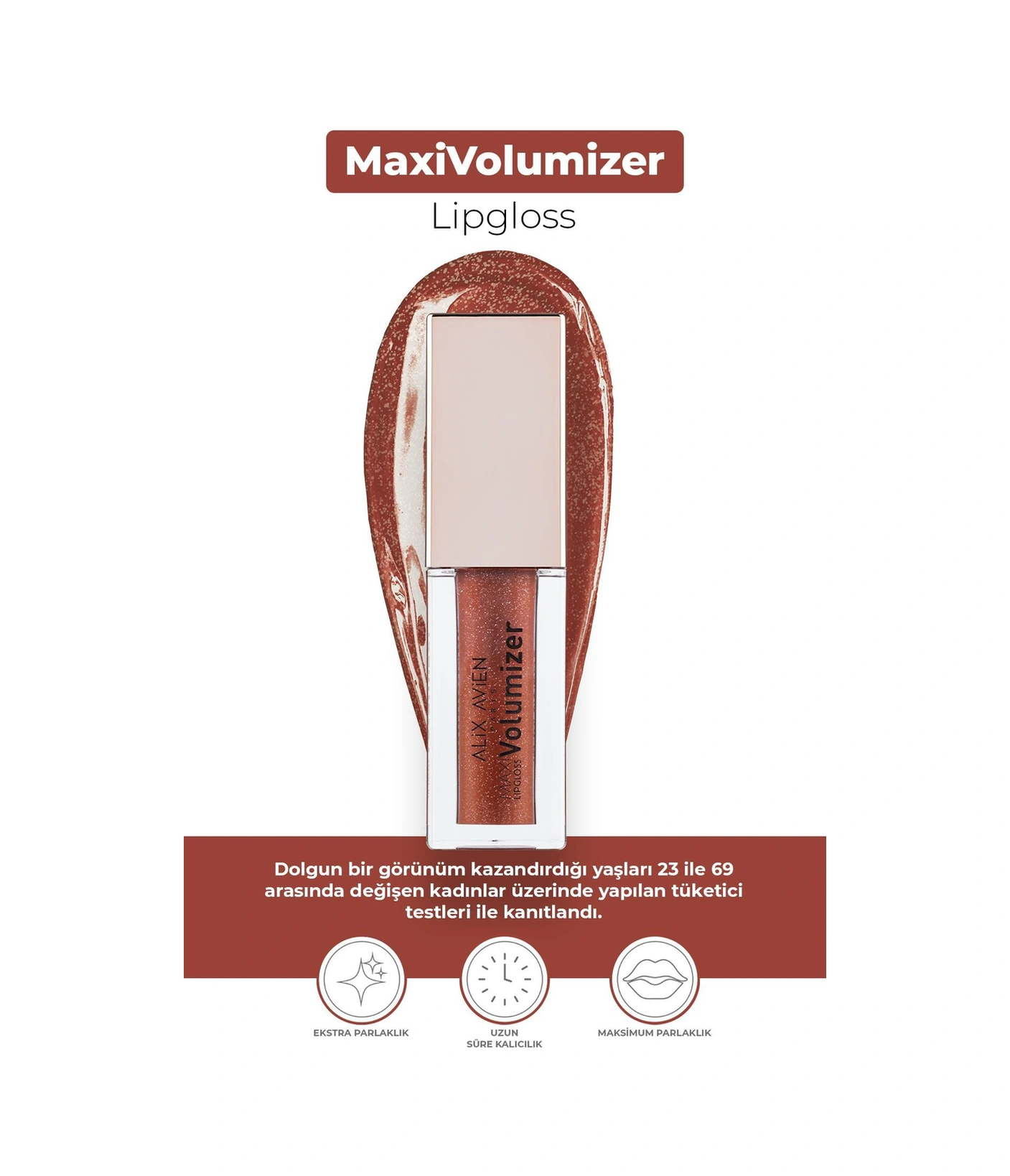 Alix Avien Maxivolumizer Lipgloss 219 Foxy Red Kalıcı Ve Nemlendirici Ruj Dolgunlaştırıcı Etki
