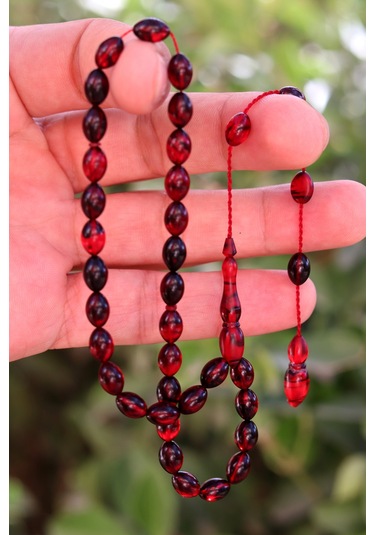 Hareli Kırmızı Siyah Arpa Kesim Özel Sistem Ateş Kehribar Tesbih 201024762