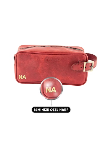 Twingold İsme Özel Dopp Kit Kişisel Bakım Ve Seyahat Çantası - %100 Rainbow Deri - Ac14004 - Kırmızı Kırmızı