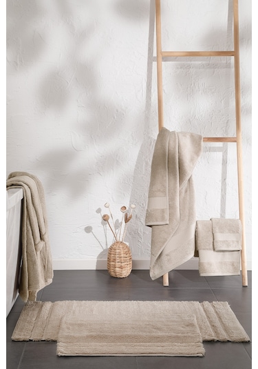 Yataş Bedding Felicia Banyo Paspası Seti - Bej (50x60 cm + 60x100 cm) Bej
