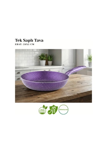 24 Cm Granit Tek Saplı Tava - Violet Violet