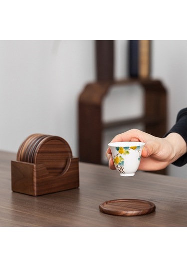 Sones 6 Adet / Takım Ceviz Altlığı Ahşap Çay Töreni Tepsisi Kahve Kupası Masif Ahşap Yalıtım Pedi Diğer