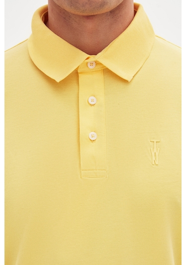 Twn Slim Fit Işın Çiçeği Pike Dokulu T-shirt 4ec146011784m Işın Çiçeği