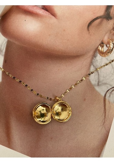 Lacivert Gökyüzü Gold Paslanmaz Çelik Kadın Kolye Modern Ve Şık Altın