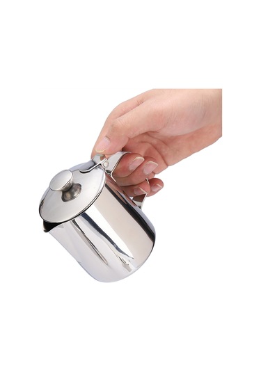 Shineyee 350ml Paslanmaz Çelik Kapaçklı Kahve Sütü Köpürtme Kasesi - Dökmeyi Önleyen Spout Ve Ergonomik Kolu