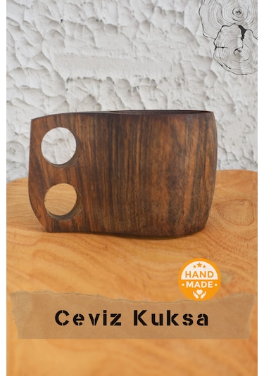 Asaf Atelier El Yapımı Ceviz Ağacı Ahşap Kupa - Kuksa