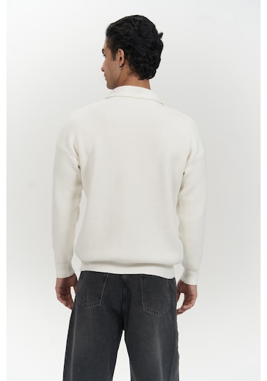 Mathis Ekru Balıkçı Yaka Erkek Triko Kazak Ekru