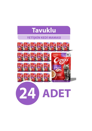 Cango Yaş Yetişkin Kedi Maması Tavuk Etli 80 Gr 24 Adet
