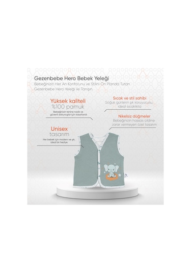 Gezenbebe Hero Bebek Yeleği Mavi
