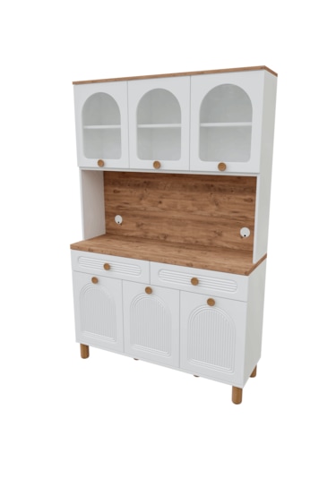 Rosa Kahve Köşesi - 140 Cm Mdf Mutfak Dolabı - Led Aydınlatmalı -