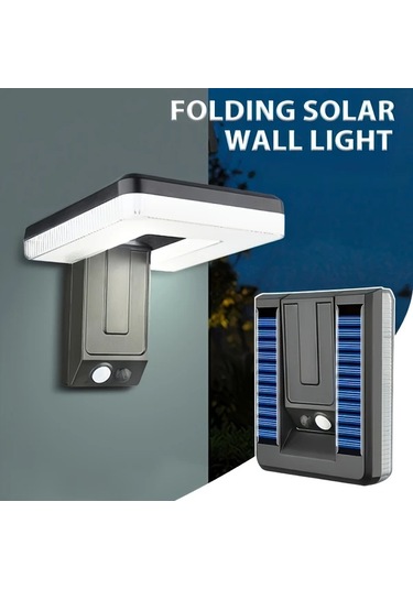 Elmpaly 1 Nolu Solar Duvar Lambası 120 İnsan Sensörlü Katlanır 3 Aydınlatma Modlu Bahçe Garaj Aydınlatma Altın