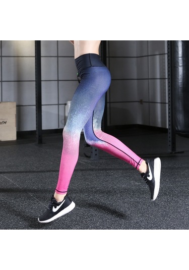 Kadın Baskılı Ve Gölge Hk06 Paıyıge Yoga Pantolonu Siyah - Kırmızı