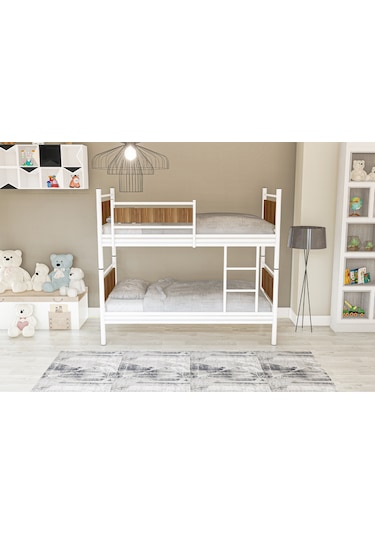 Metalia Gm 128 Star Ahşap Metal Ranza Beyaz-Ceviz