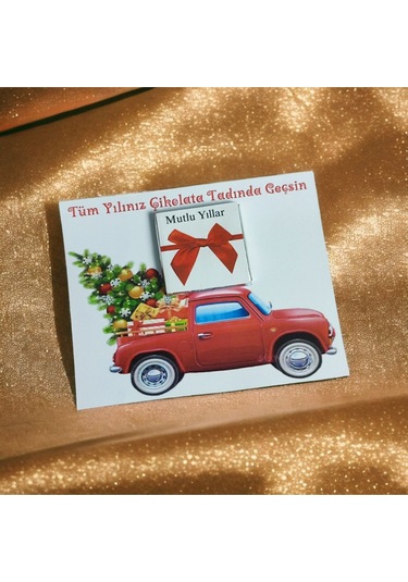 5li Yeni Yıl - Yılbaşı Hediyesi Madlen Çikolatalı Tebrik Kartı