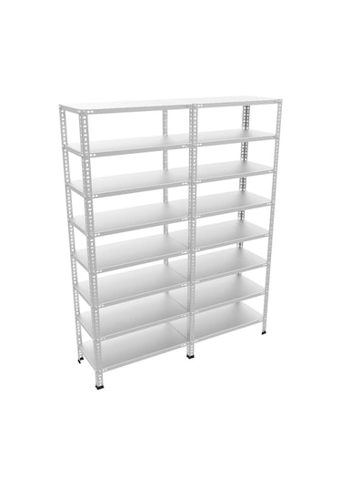 Rafburada 8 Katlı Duble Galvaniz Çelik Raf - Depo, Arşiv, Kiler, Dosya, Market Rafı-43x93 cm-150 cm-1.50 mm