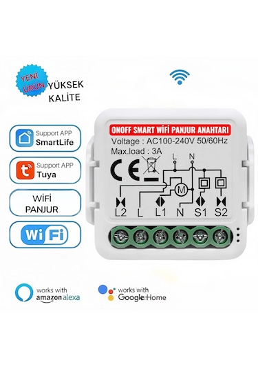 Tuya Destekli Akıllı Wifi Panjur Anahtar Modülü