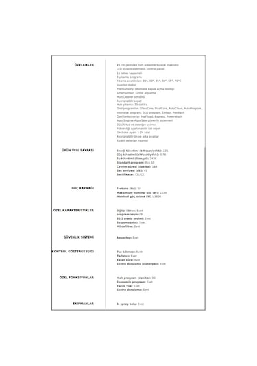 Teka DFI 74910 9 Programlı 11 Kişilik Ankastre Bulaşık Makinesi