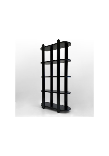 Noir Geniş Kitaplık, Mobilya, Ahşap Raf, Modern Raf Ünitesi Siyah